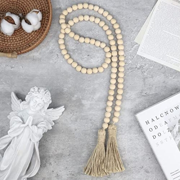Sivya 58in Farmhouse Wood Bead Garland for Rustic Decor