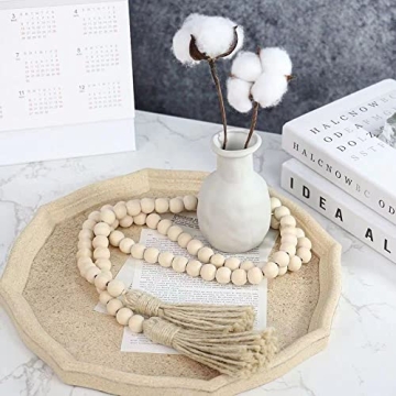Sivya 58in Farmhouse Wood Bead Garland for Rustic Decor