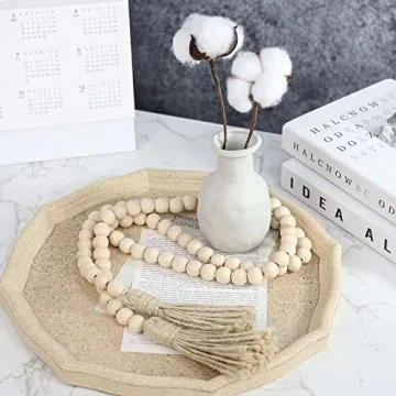 Sivya 58in Farmhouse Wood Bead Garland for Rustic Decor