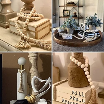 Sivya 58in Farmhouse Wood Bead Garland for Rustic Decor
