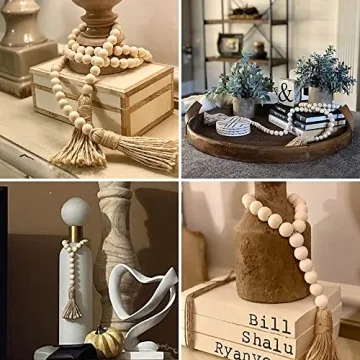 Sivya 58in Farmhouse Wood Bead Garland for Rustic Decor