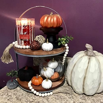 Sivya 58in Farmhouse Wood Bead Garland for Rustic Decor