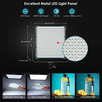 LED Video Light, Dimmable Bi-Color Photography Lights, 2-Pack Panel Light for Studio Portrait Produc...