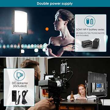 LED Video Light, Dimmable Bi-Color Photography Lights, 2-Pack Panel Light for Studio Portrait Product Photography YouTube Video Recording Outdoor Shooting|45W, 600pcs LEDs,3000K-8000K/CRI96+