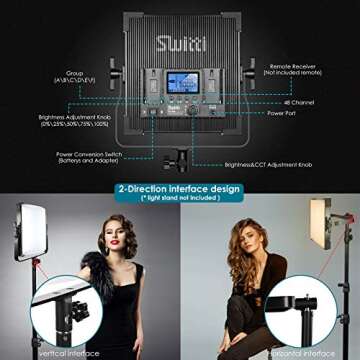 LED Video Light, Dimmable Bi-Color Photography Lights, 2-Pack Panel Light for Studio Portrait Product Photography YouTube Video Recording Outdoor Shooting|45W, 600pcs LEDs,3000K-8000K/CRI96+