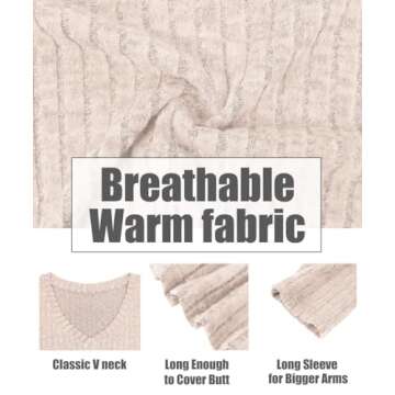 CARCOS Plus Size Tops for Women 3X Long Sleeve Tunics Lightweight Shirts Basic V Neck Solid Cream Wh...