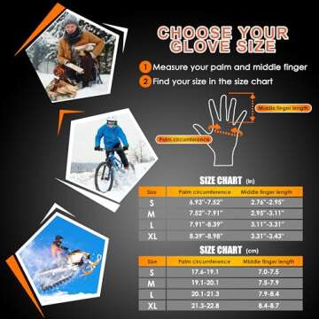 ihuan Winter Gloves for Men Women Waterproof Running Cycling for Cold Weather, Thermal Warm Windproof Material and Touch Screen Finger for Skiing Snow Driving Snowboarding