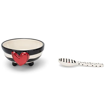 Charming Wide Stripe Decorative Candy Bowl with Spoon