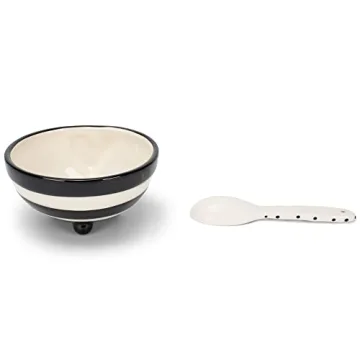 Charming Wide Stripe Decorative Candy Bowl with Spoon