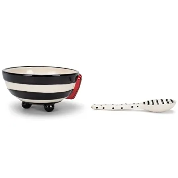 Charming Wide Stripe Decorative Candy Bowl with Spoon