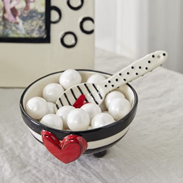 Charming Wide Stripe Decorative Candy Bowl with Spoon