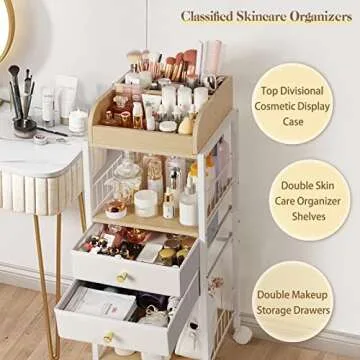 Makeup Organizer, Floor Skincare Organizers, Make Up Organizers and Storage with Drawers, Vanity Org...