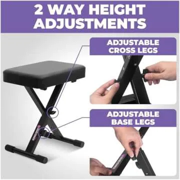 Liquid Stands Adjustable Piano Bench - Portable Comfort
