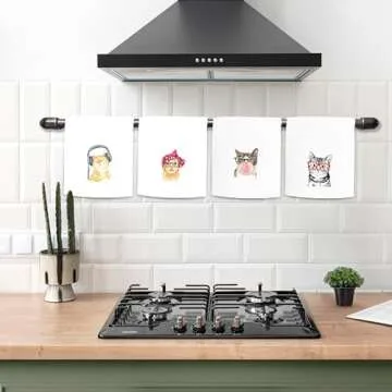 kunlisa Cat Kitchen Towel,Cat Towel,Cat Dish Towel,Cute Kitchen Hand Towels,Cat Gifts for Women,Cat Gifts,Kitchen Towels Decorative Set,Funny Cat Gifts(Set of 4)