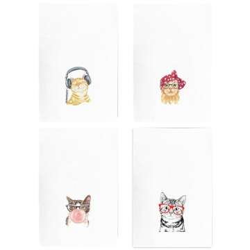 kunlisa Cat Kitchen Towel,Cat Towel,Cat Dish Towel,Cute Kitchen Hand Towels,Cat Gifts for Women,Cat Gifts,Kitchen Towels Decorative Set,Funny Cat Gifts(Set of 4)