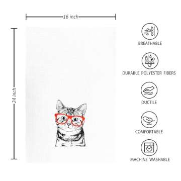 kunlisa Cat Kitchen Towel,Cat Towel,Cat Dish Towel,Cute Kitchen Hand Towels,Cat Gifts for Women,Cat Gifts,Kitchen Towels Decorative Set,Funny Cat Gifts(Set of 4)