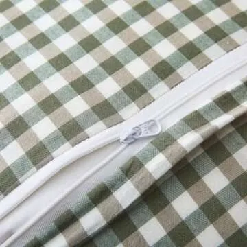 Mywinlle Sage Green Plaid Ruffle Throw Pillow Covers for Couch 20"x20",2 Pack Vintage Checkered Washed Cotton Pillow Cases for Bed, Sofa, Living Room