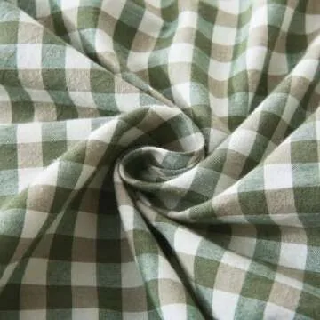 Mywinlle Sage Green Plaid Ruffle Throw Pillow Covers for Couch 20"x20",2 Pack Vintage Checkered Washed Cotton Pillow Cases for Bed, Sofa, Living Room