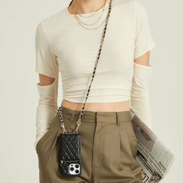 LAMEEKU iPhone 16 Pro Wallet Case with RFID Blocking