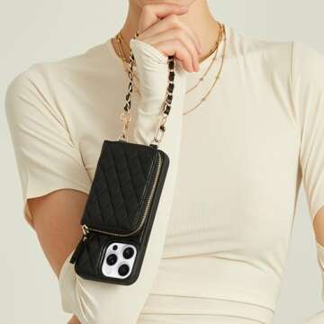 LAMEEKU iPhone 16 Pro Wallet Case with RFID Blocking