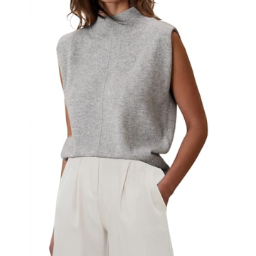 MISSACTIVER Women's Mock Neck Sleeveless Sweater Vest