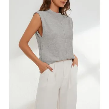 MISSACTIVER Women's Mock Neck Sleeveless Sweater Vest