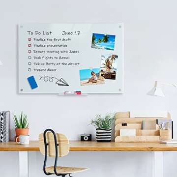 MAXTEK Magnetic Glass Dry Erase White Board - 36 x 24 Inches for Office & Home