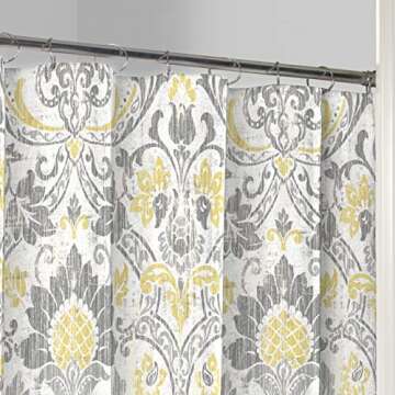 MARBLE HILL Shower Curtains for Bathroom - Rayna 72" x 72" Machine Washable Bath Curtains, Gray