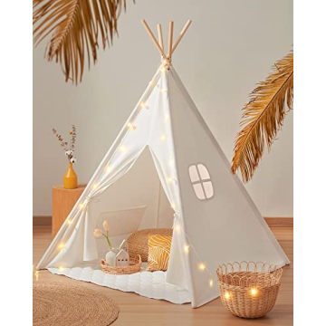 Tiny Land Teepee Tent for Kids: Cozy Play Space with Lights