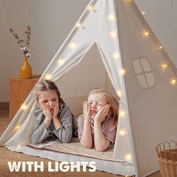 Tiny Land Teepee Tent for Kids: Cozy Play Space with Lights