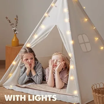 Tiny Land Teepee Tent for Kids: Cozy Play Space with Lights