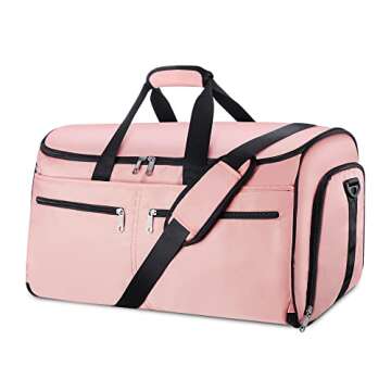 Bukere Carry on Garment Bag for Travel Women, Convertible Garment Duffle Bags, Suit Travel Bag with Shoe Compartment, 2 in 1 Hanging Dress Suitcase Suit Duffel Bags, Pink