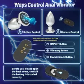 Electric Shock Vibrating Butt Plug, Estim Metal Anal Plug Men Male Prostate Massager Anal Sex Toys with 10 Vibrating & 6 Electric Shock Modes, Remote Control