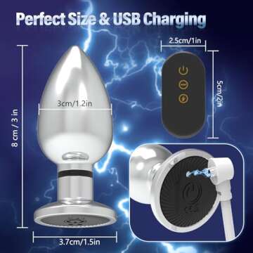 Electric Shock Vibrating Butt Plug, Estim Metal Anal Plug Men Male Prostate Massager Anal Sex Toys with 10 Vibrating & 6 Electric Shock Modes, Remote Control