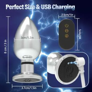 Electric Shock Vibrating Butt Plug, Estim Metal Anal Plug Men Male Prostate Massager Anal Sex Toys with 10 Vibrating & 6 Electric Shock Modes, Remote Control