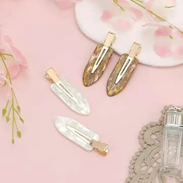 AMCAMI 4 PCS No Crease Hair Clips-No Bend Hair Clips for Styling Acrylic Resin Duck Bill Clips No Dent Alligator Hair Barrettes for Makeup Application Salon Hairstyle Hairdressing Accessories
