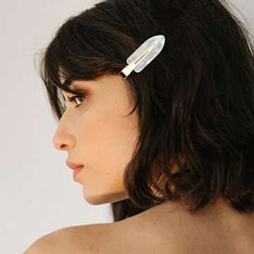 AMCAMI 4 PCS No Crease Hair Clips-No Bend Hair Clips for Styling Acrylic Resin Duck Bill Clips No Dent Alligator Hair Barrettes for Makeup Application Salon Hairstyle Hairdressing Accessories