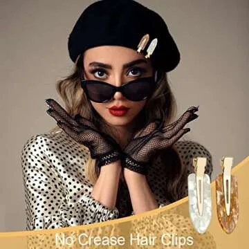 AMCAMI 4 PCS No Crease Hair Clips-No Bend Hair Clips for Styling Acrylic Resin Duck Bill Clips No Dent Alligator Hair Barrettes for Makeup Application Salon Hairstyle Hairdressing Accessories