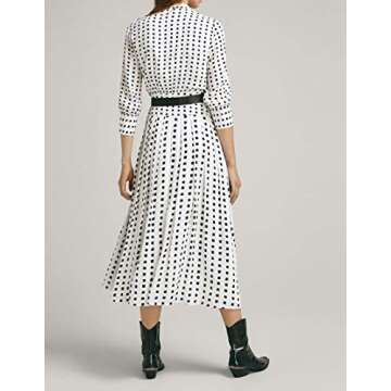 ASMAX HaoDuoYi Womens Metallic Decorative Pleated Waist Slimming Long Sleeve Dress(S,Multicorlor)