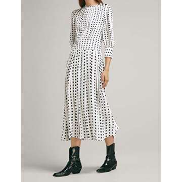 ASMAX HaoDuoYi Womens Metallic Decorative Pleated Waist Slimming Long Sleeve Dress(S,Multicorlor)