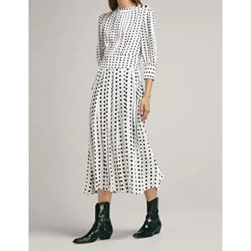 ASMAX Elegant Pleated Waist Dress for Women - Chic Style