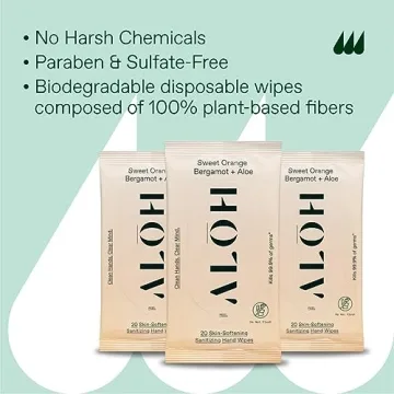 ALŌH Sweet Orange Bergamot + Aloe Sanitizing Hand Wipes - Clean Hands, Clear Mind - On The Go Hand Sanitizing Wipes for Kids and Adults - Travel Size 3 Pack 20ct Wipes (60 wipes)