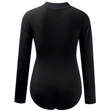 Bhome Maternity Shirt Mock Neck Long Sleeve Pregnancy Long Sleeve Bodysuit for Maternity Pictures Black Medium