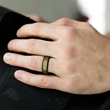 ROQ Silicone Rubber Wedding Ring for Men, Comfort Fit, Engagement Band, 4 Pack, Size 12