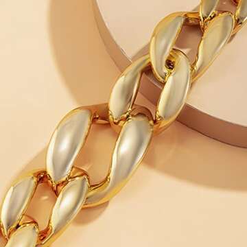Material Exaggerated Big Choker Necklace Collar for Women Hiphop Chunky Chain Necklace Jewelry (S01A1 B)