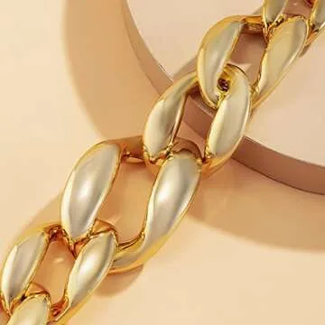 Material Exaggerated Big Choker Necklace Collar for Women Hiphop Chunky Chain Necklace Jewelry (S01A1 B)