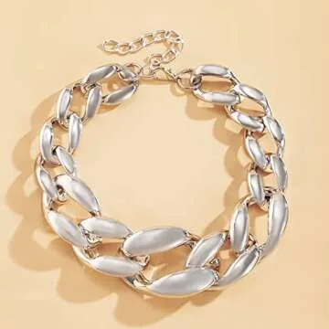 Material Exaggerated Big Choker Necklace Collar for Women Hiphop Chunky Chain Necklace Jewelry (S01A1 B)