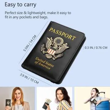 GDTK Leather Passport Holder Cover Case RFID Blocking Travel Wallet (Black)