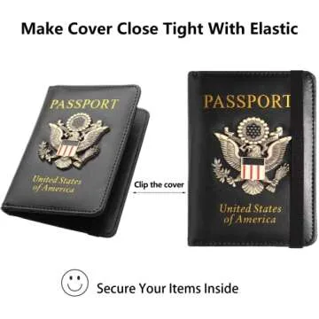 GDTK Leather Passport Holder Cover Case RFID Blocking Travel Wallet (Black)