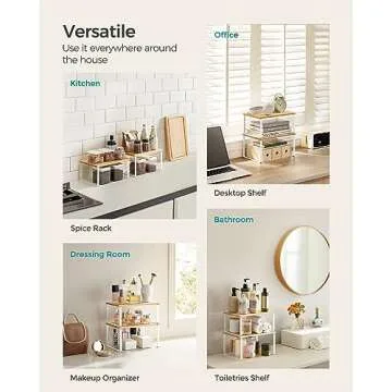 SONGMICS Cabinet Organizer Shelf, Set of 4 Kitchen Counter Shelves